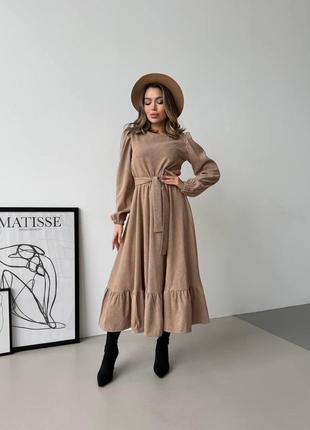 Вельветова сукня міді