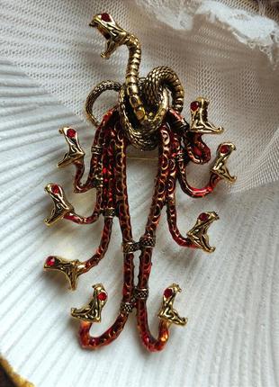 Брошь - кулон в стиле непревзойденного rene lalique " serpent corsage" 10 см