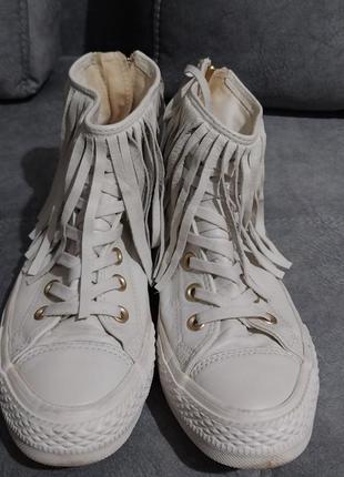 Конверсы allstar из белой кожи