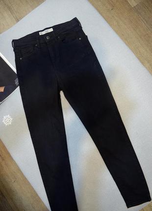 Качественные зауженные черные джинсы topshop, высокая посадка