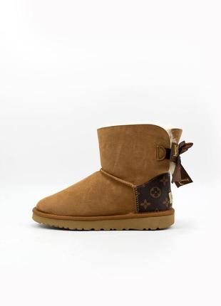 Женские коричневые угги ugg w mini bailey bow ii lv1 фото