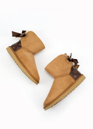 Женские коричневые угги ugg w mini bailey bow ii lv2 фото