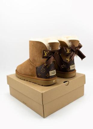 Женские коричневые угги ugg w mini bailey bow ii lv6 фото