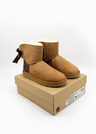 Женские коричневые угги ugg w mini bailey bow ii lv5 фото