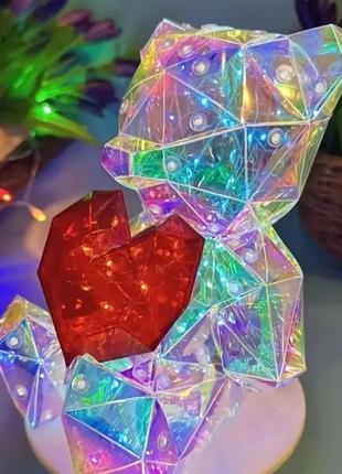 Світлодіодний ведмедик з серцем, від usb, love bear нічник світильник настільна лампа