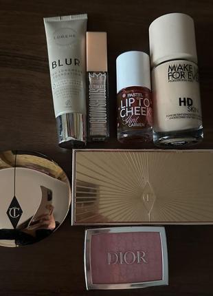 Лот косметики dior charlotte tilbury make up for ever палетка румʼяна