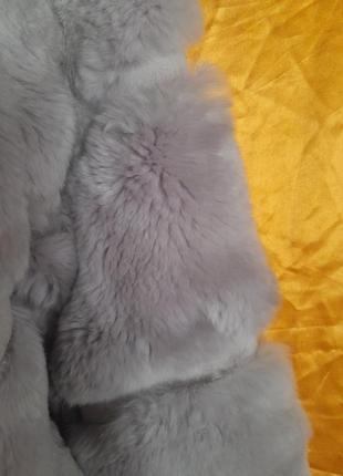 Шуба напівшуба полушубок з лавандового  натурального хутра бобріка (шиншиловий кролік рекс)4 фото