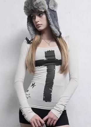 Топ белый с крестом готика гранж