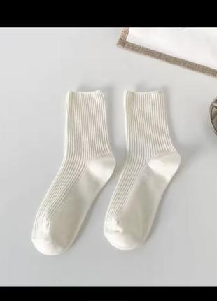 Білі кремові слонова кістка шкарпетки носки у рубчик високі жіночі
