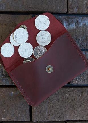 Кожаный мини кошелек “sheffield” бордо.6 фото