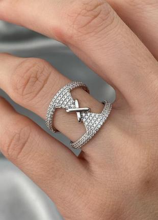 Оплата 100%🇺🇦 колецо серебро 925° покрытие родий, вставка куб.цирконии, широкое кольцо 1123.10р