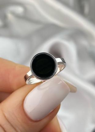 Оплата 100%🇺🇦кольцо срібло 925° покриття родій, вставка чорне коло ім. онікс 1111.10р