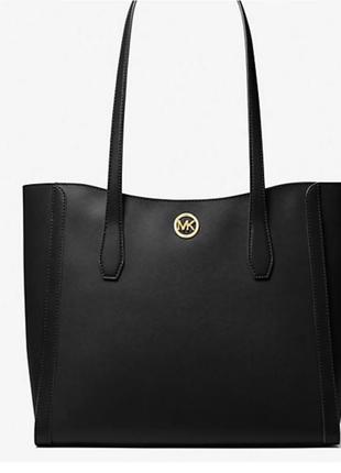 Женская сумка michael kors черного цвета, золотая фурнитура, с логотипом бренда