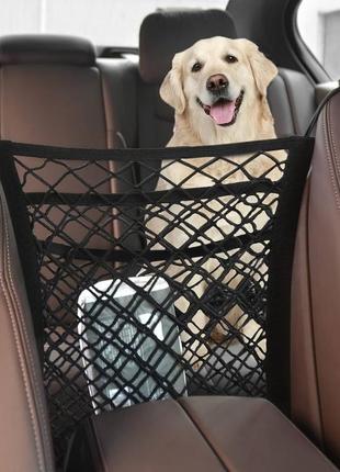 Сітка з двома кишенями між сидіннями в автомобіль 25*30 см