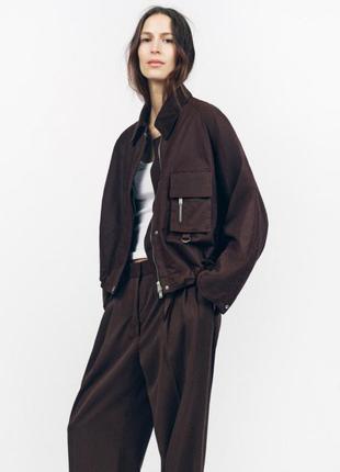 Куртка из вощеной ткани zw collection с вельветовым воротником