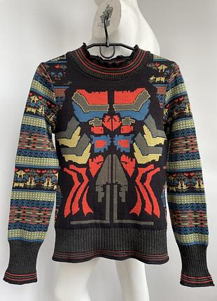 Вінтажний светр aventures des toiles з цікавим абстрактним принтом ( marithe francois girbaud )