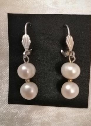 Сережки натуральний перли.1 фото