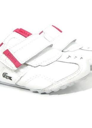 Кроссовки детские розовые lonsdale на липучках кожаные белые