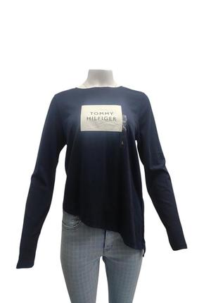 Женская футболка с длинными рукавами tommy hilfiger, темно-синего цвета, размер l