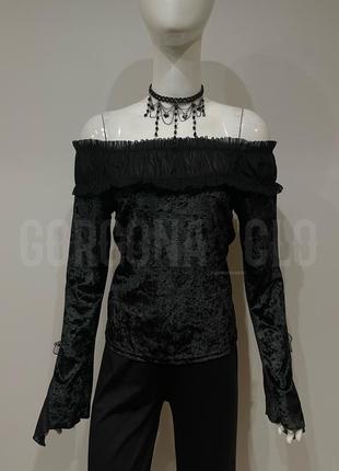 Готическая винтажная блуза бархатистая