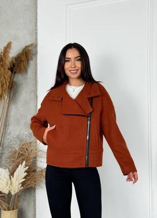 Шерстяное короткое пальто- косуха рр 42-50