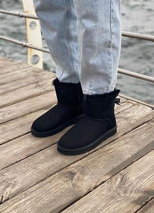 Женские чёрные угги ugg classic black suede
