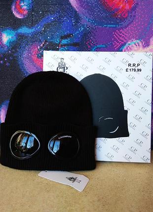 Шапка c.p. company one size з двома лінзами унісекс чорного кольору
