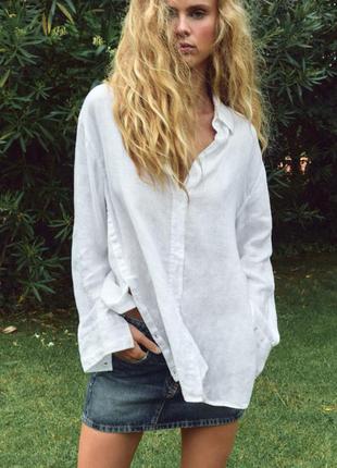 Сорочка zara льон xs s