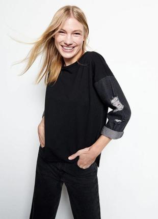 Лонгслив с джинсовыми рукавами от reserved