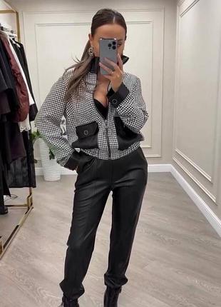 Жіночий костюм бормер та брюки єко шкіра на флісі