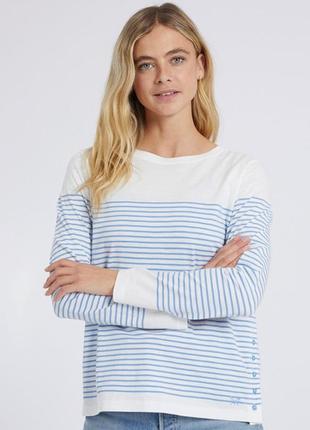 Приятный трикотажный лонгслив - оверсайз тельняшка в полоску от бренда crew clothing collection 🩵
