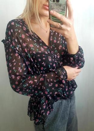 🔥шикарна шифонова блуза у квітковий принт zara