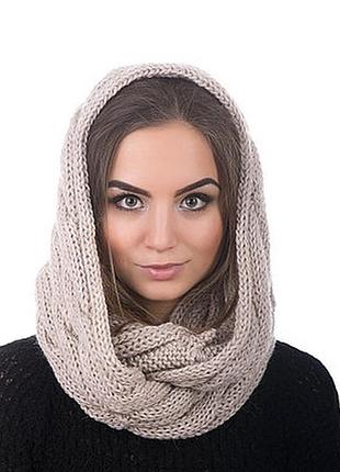 Бежевый шарф снуд new look с косами/песочный шарф-снуд "косы"/палантин/платок