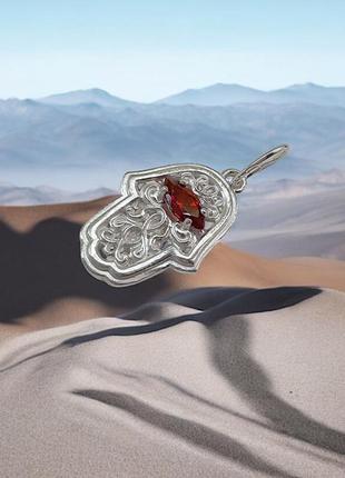 🪬 хамса подвеска серебро кулон фианит красный