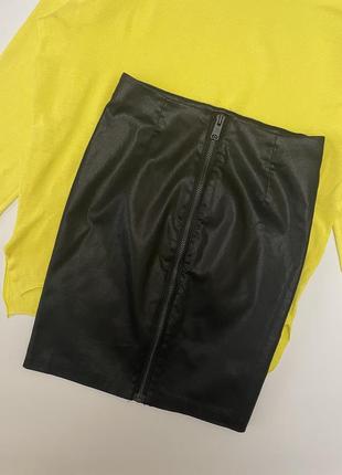 Юбка карандаш черного цвета на широкой молнии allsaints, размер 10 (s-m) metal pencil skirt