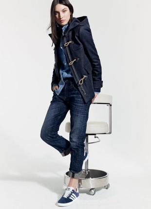 Пальто touch hilfiger dufflecoat, р.l, на весну, цвет темно-синий, 100% шерсть
