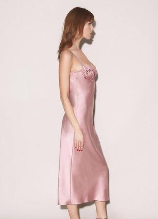 Атласная розовая длинная ночнушка платья комбинация debenhams