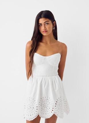 Белое платье с прошвой корсетное платье в прошву new look