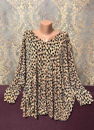 Красивая кофта блуза анимал принт большой размер батал 54 /56 блузка реглан2 фото