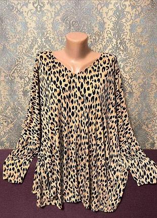 Красивая кофта блуза анимал принт большой размер батал 54 /56 блузка реглан3 фото