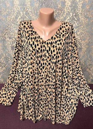 Красивая кофта блуза анимал принт большой размер батал 54 /56 блузка реглан5 фото