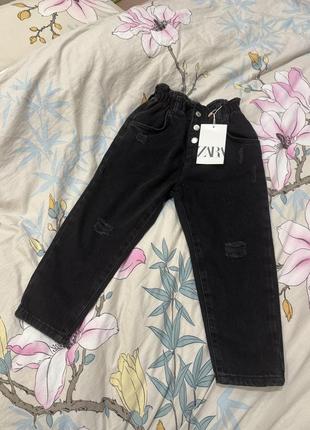 Черные базовые джинсы мом 104 zara для девочки унисекс hm mango gap next george