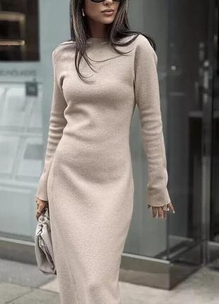 Шикарное шерстяное бежевое платье из лимитированной коллекции zara
