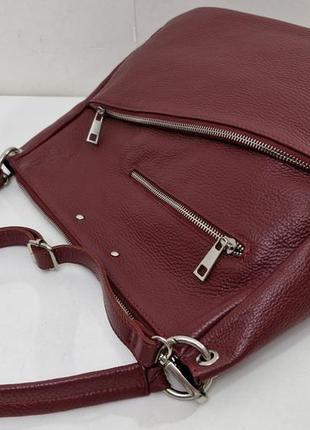 Кожаная сумка трендового винного цвета borse in pelle италия2 фото