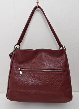 Кожаная сумка трендового винного цвета borse in pelle италия6 фото