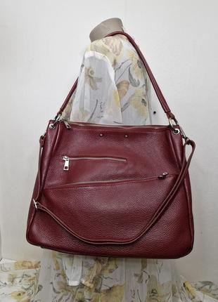 Кожаная сумка трендового винного цвета borse in pelle италия4 фото