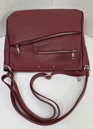 Кожаная сумка трендового винного цвета borse in pelle италия7 фото