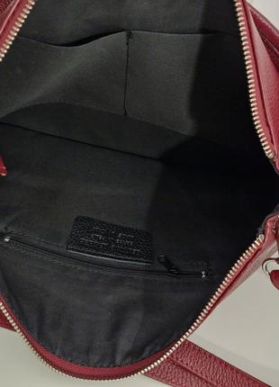 Кожаная сумка трендового винного цвета borse in pelle италия8 фото
