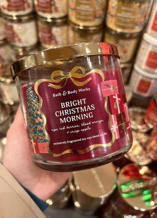 Свічка на 3 гноти midnight snow bath and body works bright christmas morning арома свічка