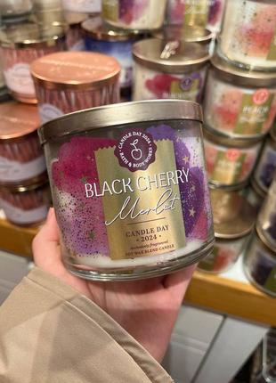 Свічка на 3 гноти midnight snow bath and body works black cherry merlot арома свічка